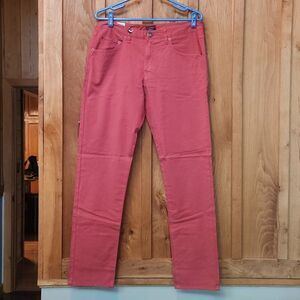 UNTUCKIT Straight Fit Mid Rise Stretch Casual Comfort Pants, 32" X 32", Red